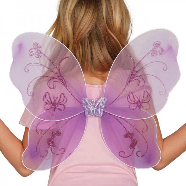 Lila Schmetterlingsflügel mit Glitter Kostümartikel