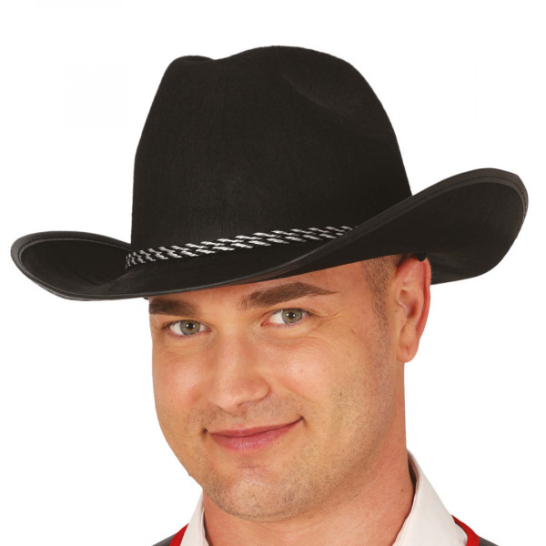 Cowboyhut schwarz Filzoptik 3606