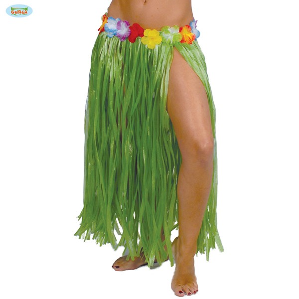 Grüner Hawaiirock lang mit Blüten