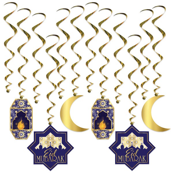 Deko-Spiralhänger Ramadan / Eid Mubarak - 12-teilig