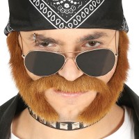 Falscher Backenbart Biker rot braun Falscher Backenbart Biker rot braun