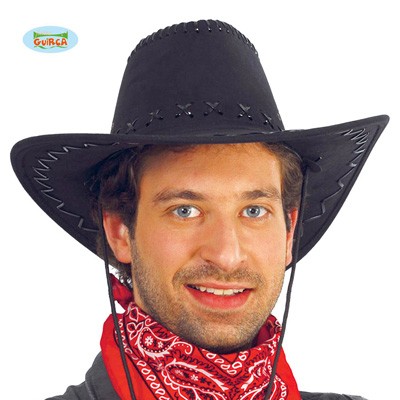 Cowboyhut Westernhut Lederoptik schwarz