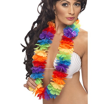 4er Set Hawaiiketten Hula Motto Feier-Deko Blumen-Kette Beach-Party Karneval 