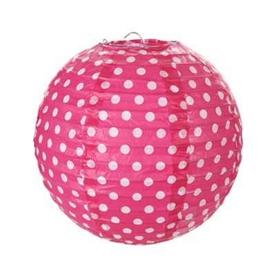 Partydeko Papierlampions Dots pink