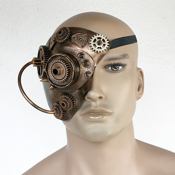 Steampunk Halbmaske Zahnräder Augenklappe