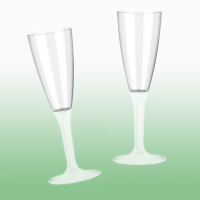 Einweg-Sektgläser / Plastik-Sektflöten weiß - 20 Stück