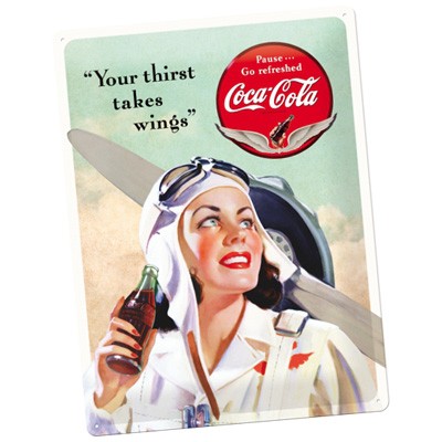Deko-Blechschild - Coca-Cola - Your thirst takes wings - ca. 30x40 cm