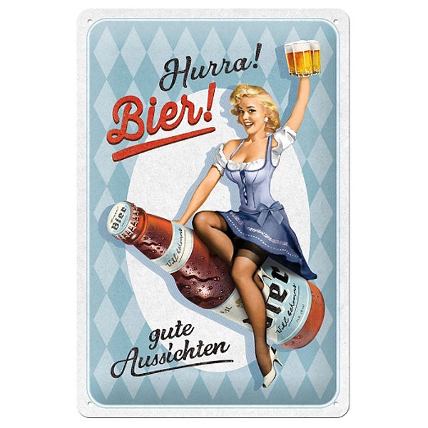 Blechschild Hurra Bier Gute Aussichten