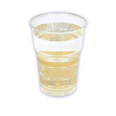 Kunststoffbecher transparent Muster creme