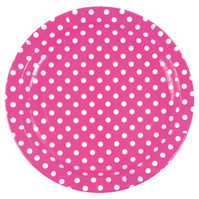 Pappteller Pünktchen Polka dots pink