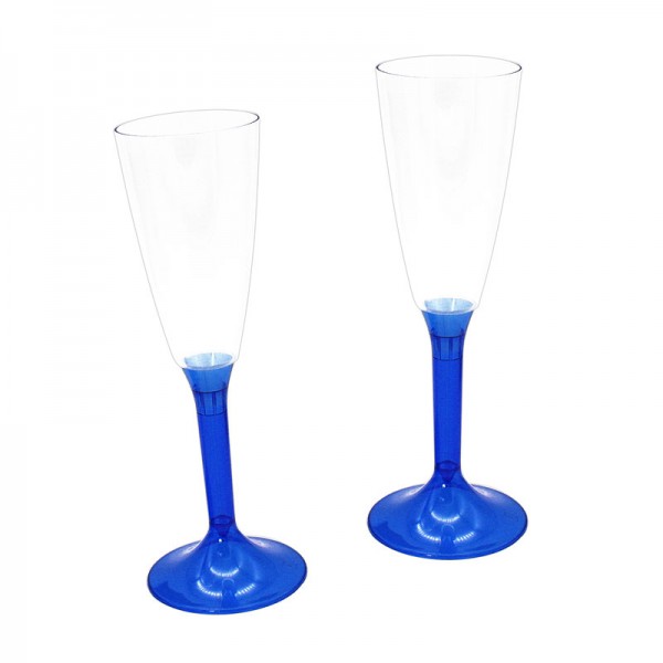 Sektglas Plastik blau transparent
