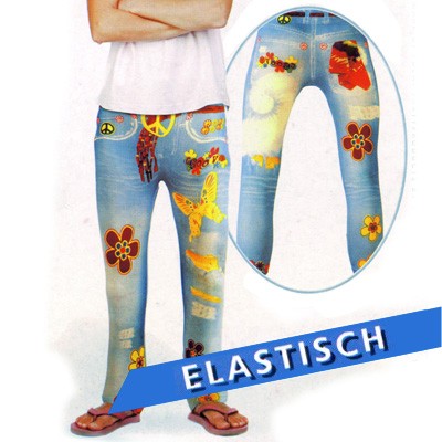 Kinder Flower-Power Leggings Jeansoptik