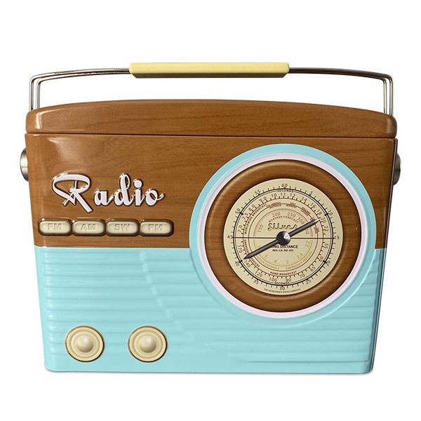 Blechdose Retro Radio blau braun