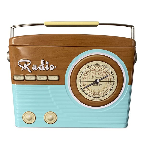 Blechdose Retro Radio blau braun