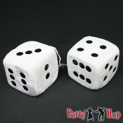 Fuzzy Dice Plüschwürfel Autowürfel weiß
