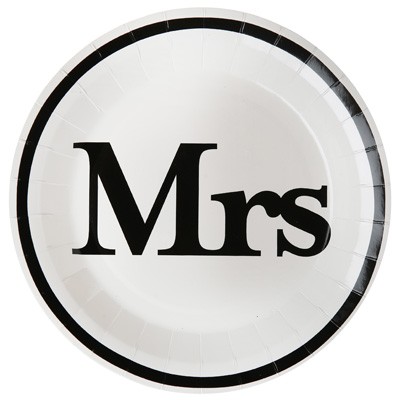 Pappteller Mrs weiß
