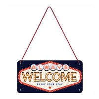 Blechschild Welcome mit Kordel Blechschild Welcome mit Kordel