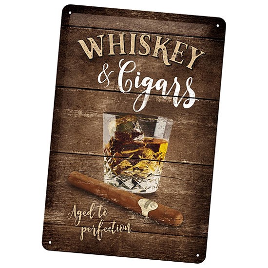 Blechschild Whiskey and Cigars