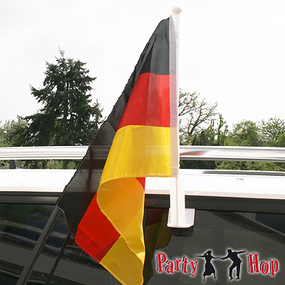 Autofahne Flagge Deutschland bunt Klemmfahne für das Autofenster  Sonderangebot präsentiert von Ballonzauber - Werbung, Dekoration und  Logistik