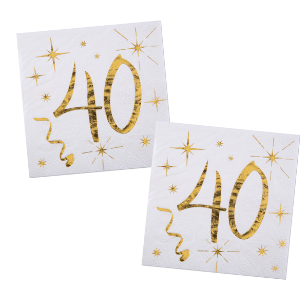 20 Papierservietten 40 Geburtstag 33x33cm gold Partydeko Servierten Aufdruck