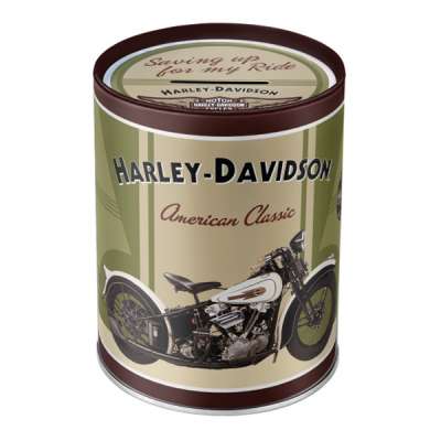 Dekorative Spardose mit Harley-Davidson Motiv "Knucklehead". Auf einer