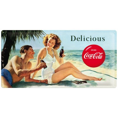 Großes Coca-Cola Deko-Blechschild - ca. 50 x 25 cm