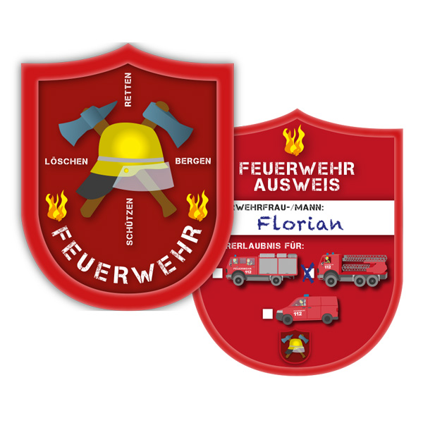 Feuerwehr Ausweise für kleine Feuerwehrmänner und Feuerwehrfrauen. Für