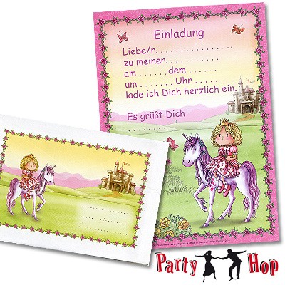 Einladungsset Prinzessin Einhorn