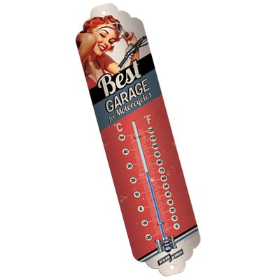 Thermometer Blechschild Pin Up Garage Red