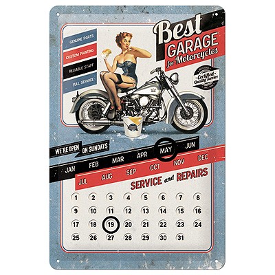 Kalender-Blechschild Best Garage Blue 
