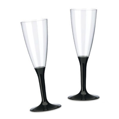 Plastik Sektgläser schwarz Aufsatz transparent