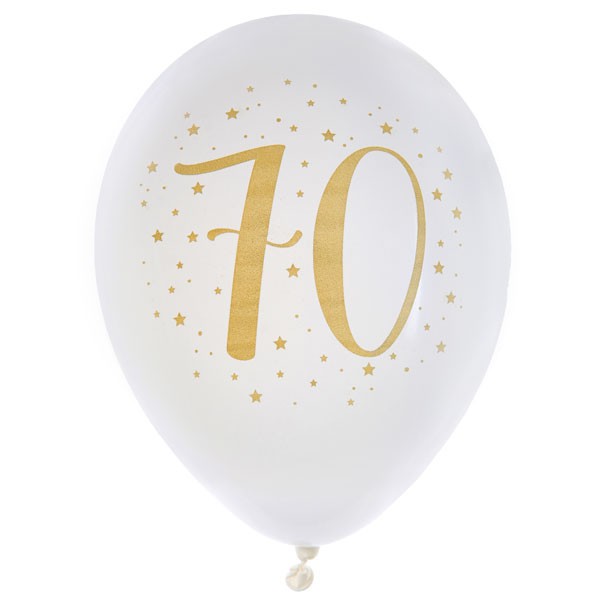 Luftballons Zahl 70 weiß gold