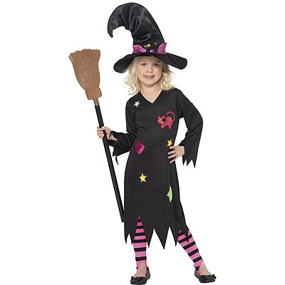 Hexen Kostüm schwarz pink