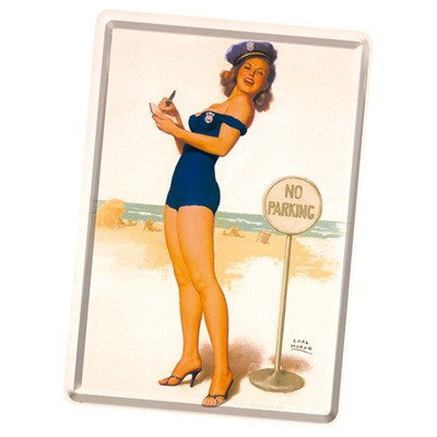 Blechpostkarte Pin-Up No Parking
