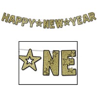 Silvester-Girlande Glitter gold Silvester-Girlande Glitter gold