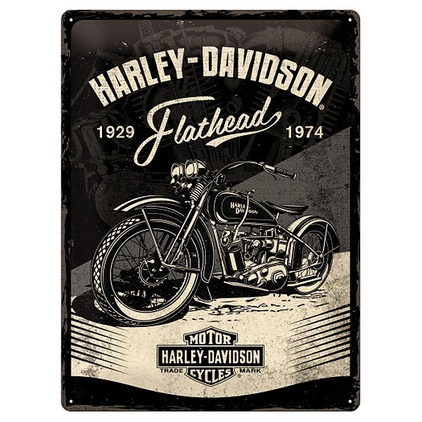 Blechschild Harley Flathead Black