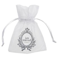 Süßigkeitensäckchen Just Married weiß  Süßigkeitensäckchen Just Married weiß