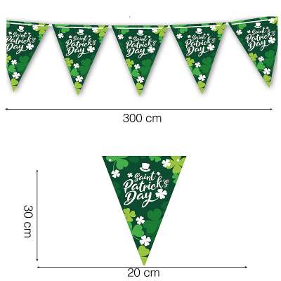 Irische Flaggen-Wimpelkette 10m + Große Flagge – St. Patrick’s Day, Party-Deko