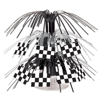 Tischdeko Mini-Zielflaggen Karo schwarz-weiß