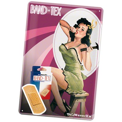 Blechschild Pin Up mit Hammer