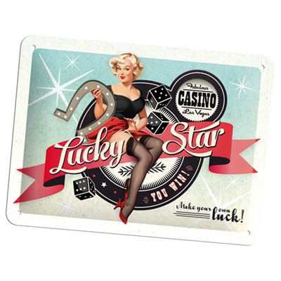 Blechschild Lucky Star PinUp