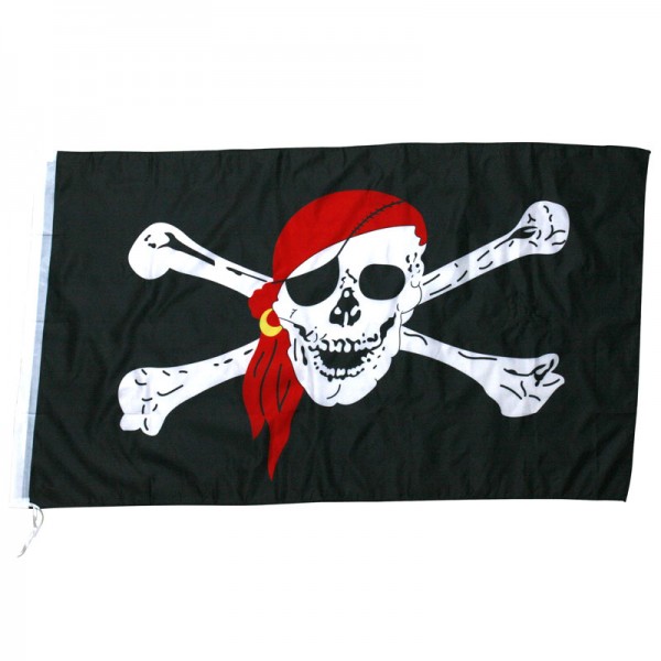 Piraten Flagge Schwarz-weiss 90x60cm mit Ösen -  der  Festartikel-Shop für Halloween, Fasnacht, Mottopartys, Karneval, Kostüme  und mehr