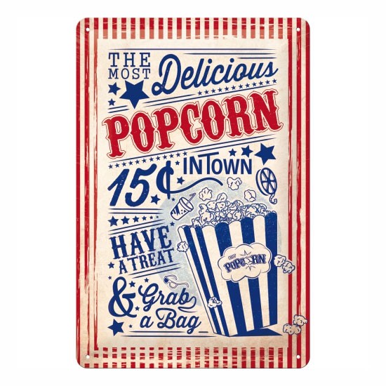 Blechschild Delicious Popcorn