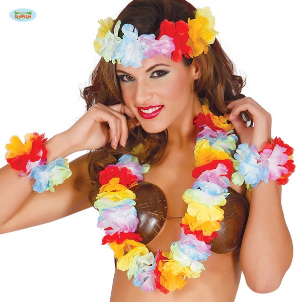 Hawaii Blumenketten Set bunt