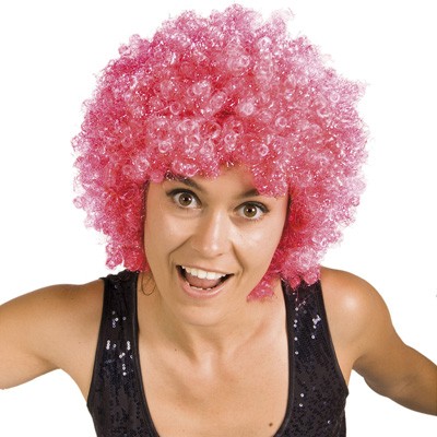 Perücke Afro Pink mit Glitzer