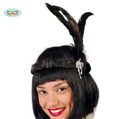 20er Jahre Charleston Flapper Stirnband schwarz