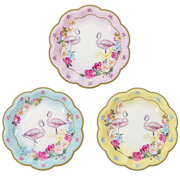 Kleine Pappteller Flamingo pastell