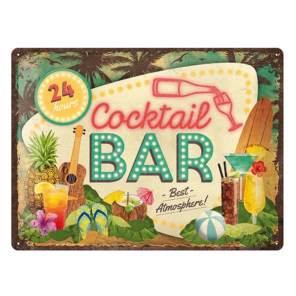Blechschild Cocktail Bar 40x30cm