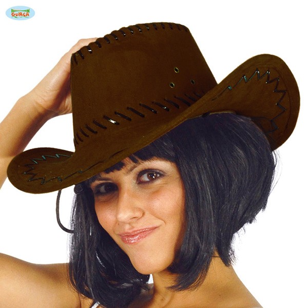 Cowboyhut Westernhut Lederoptik braun
