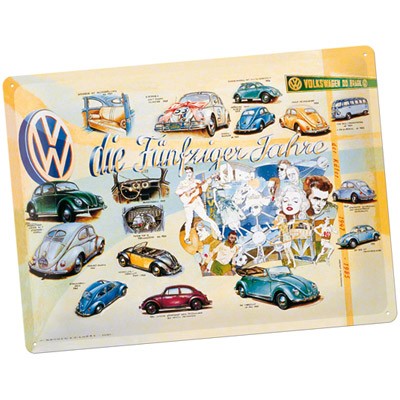 Blechschild VW die Fünfziger Jahre
